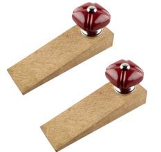 2 Pieces Solid Cherry Square Ceramic Door Stopper